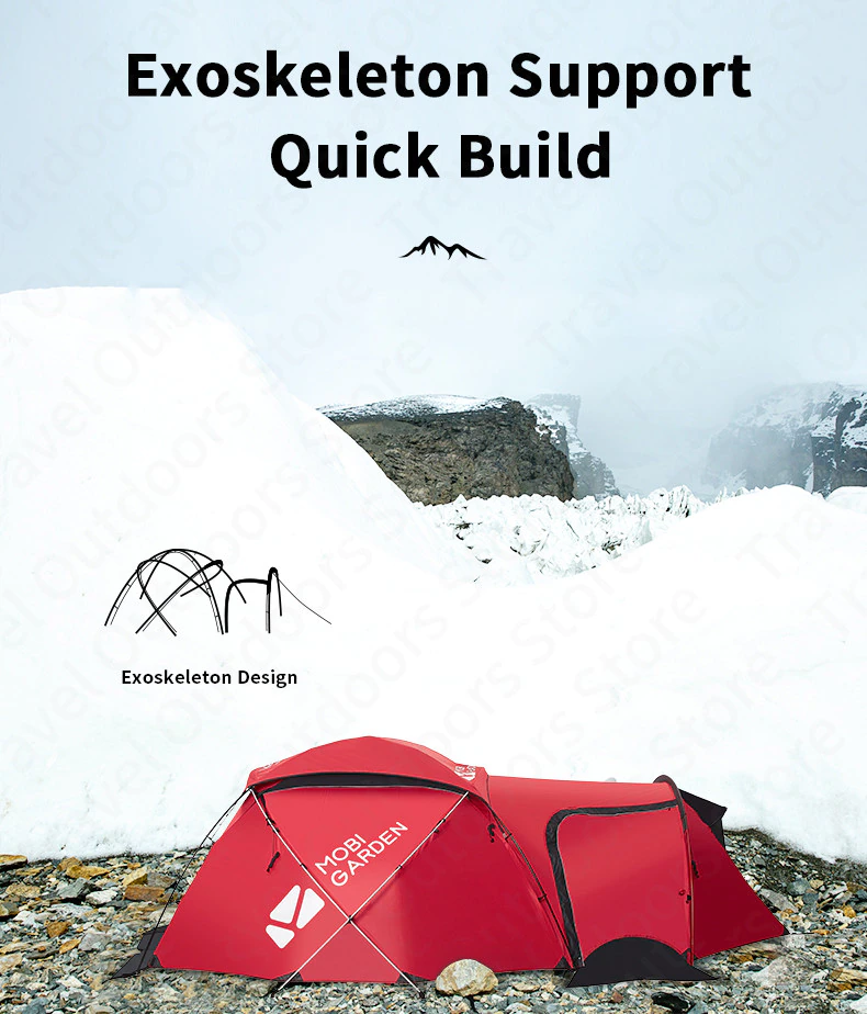 Cheap Goat Tents MOBI GARDEN High Altitude Snowproof Tent 50D Polyester DAC Pole Thickening Snowproof Professional Tent 2 3 Person Camping Tent Tents 